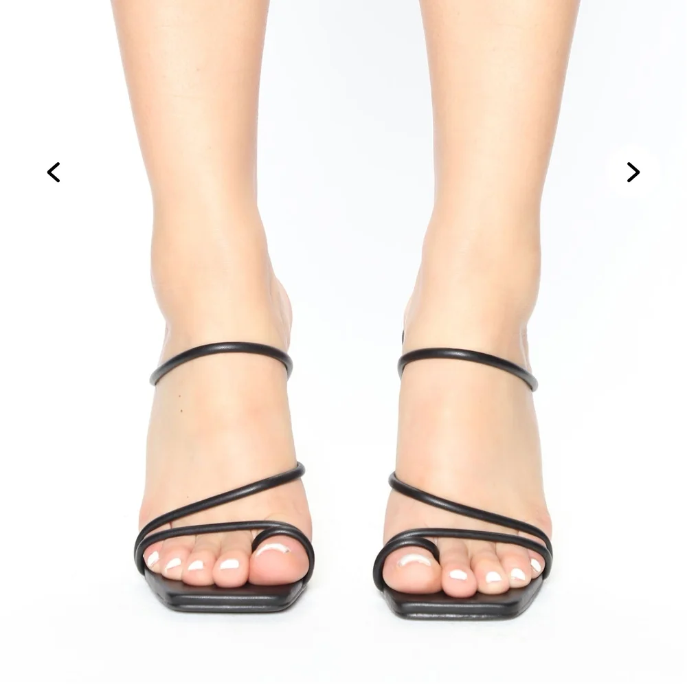 Fashion Nova Black Strappy Heels with Metallic Stiletto - Picture 6 of 6